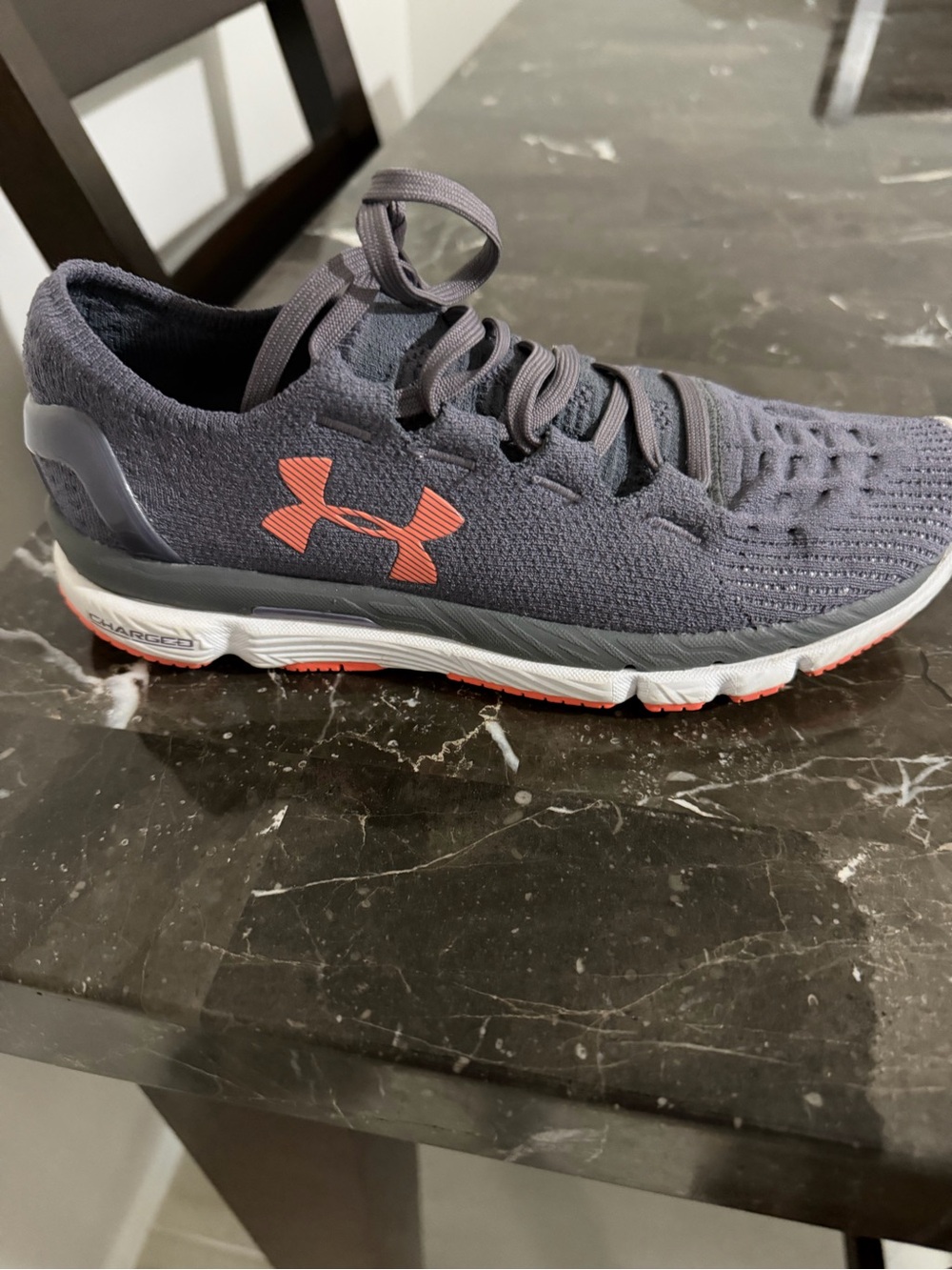 Under Armour Women’s Gray Knit Sneakers with Coral Logo